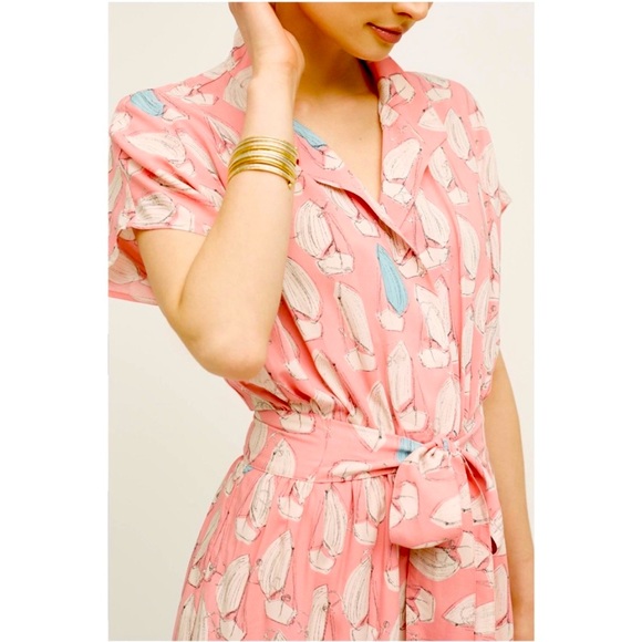 Anthropologie Maeve Tourista Sailboat Romper in Pink Size 6 - Picture 2 of 7